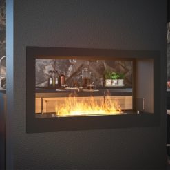 Foto de ambiente de la chimenea de bioetanol de Infire 2Side 900 tipo túnel