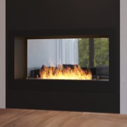 Foto de ambiente de la chimenea de bioetanol de Infire 2Side 900 tipo túnel