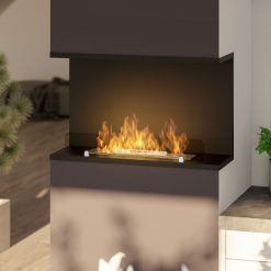 Foto de ambiente de la chimenea de bioetanol de Infire INSIDE C800 Vers.2, a tres caras