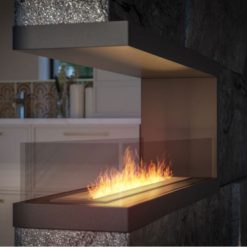 Foto de ambiente de la chimenea de bioetanol de Infire INSIDE U1200, a tres caras