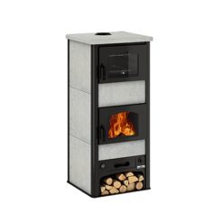 Estufa exenta con horno y acabado Piedra serpentino De Manincor S60F