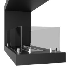 Detalle de la chimenea de bioetanol de Infire INSIDE U 800, a tres caras