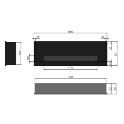 Medidas de la chimenea de bioetanol INSIDE 1500 de Infire