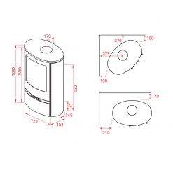 Esquemas de la estufa de leña Jubilee 35 de Lotus.