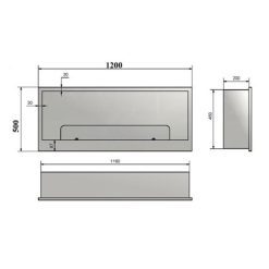 Medidas de la chimenea de bioetanol INSIDE 1200 de Infire
