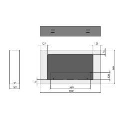 Medidas de la chimenea de bioetanol de Infire MURALL 1000