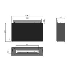 Medidas de la chimenea de bioetanol de Infire INCUBE