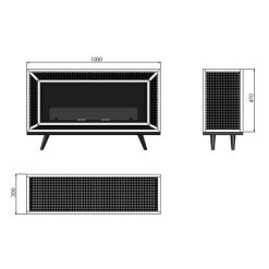 Medidas de la chimenea de bioetanol de Infire INDUSTRIAL