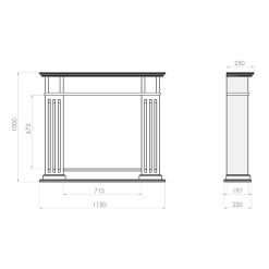 Medidas de la chimenea de bioetanol de Infire INPORTAL 1