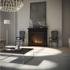 Foto de ambiente de la chimenea exenta de bioetanol de Infire INPORTAL 1,color negro