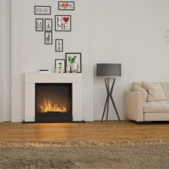 Foto de ambiente de la chimenea exenta de bioetanol de Infire INPORTAL 2,color negro