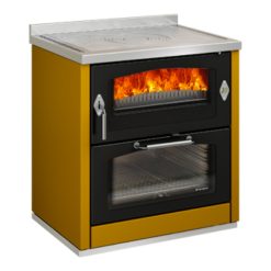 Cocina de leña De Manicor Domino 8 Maxi color amarillo puertas negras