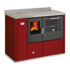Cocina calefactora De Manincor EKB110 color rojo puertas negras