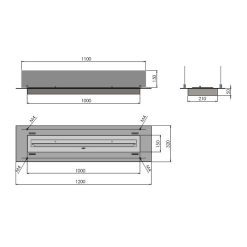 Medidas del Quemador encastrable de bioetanol de Infire WKLAD 1200