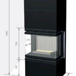 Hogar modular Mobil 60B U (1+2) de Technical con puerta a tres caras, color negro, con medidas