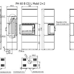 Esquemas hogar modular Technical Mobil 60B CG L (2+2) con puerta a doble cara izquierda