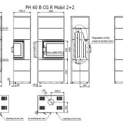 Esquemas hogar modular Technical Mobil 60B CG R (2+2) con puerta a doble cara derecha