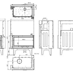 Esquemas y medidas del hogar Pantech 100 JOY CG L/R con puerta guillotina a dos caras de Technical