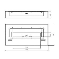 Medidas del quemador de bioetanol de sobremesa SIMPLEBOX 500 de Simplefire