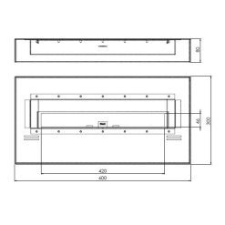 Medidas del quemador de bioetanol de sobremesa SIMPLEBOX 600 de Simplefire