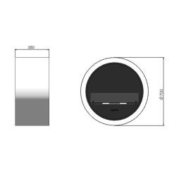 Medidas de la chimenea de bioetanol de Infire INCYRCLE WALL