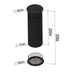 Medidas de la chimenea de bioetanol de Infire INROUND