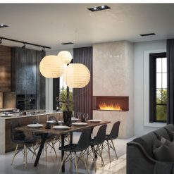 Foto de ambiente de la chimenea de bioetanol de Infire INSIDE C1200 Vers.2, a tres caras