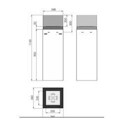 Medidas de la chimenea exenta de bioetanol de Infire INSTAND 1150