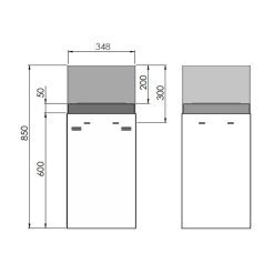 Medidas de la chimenea exenta de bioetanol de Infire INSTAND 850