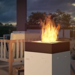 Foto de ambiente de la chimenea exenta de bioetanol de Infire INSTAND 850 color blanco