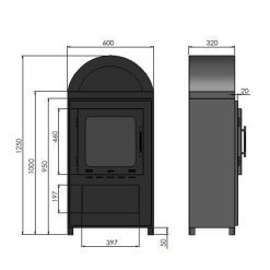 Medidas de la estufa exenta de bioetanol de Infire INCOZA 2