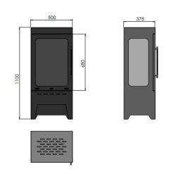 Medidas de la estufa exenta de bioetanol de Infire INCOZA 3