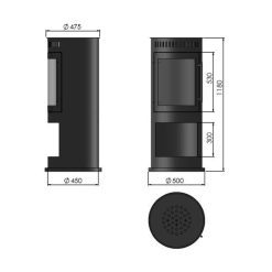 Medidas de la estufa exenta de bioetanol de Infire INCOZA 4