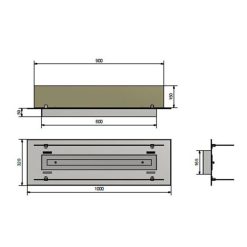 Medidas del Quemador encastrable de bioetanol de Infire WKLAD 1000
