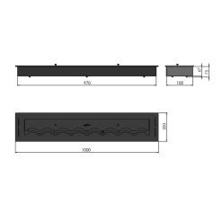 Medidas del quemador encastrable de bioetanol de Infire SLIM Black Burner 1000