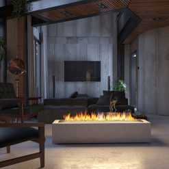 Foto de ambiente del quemador encastrable de bioetanol de Infire SLIM Black Burner 1200