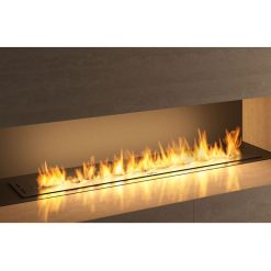 Foto de ambiente del quemador encastrable de bioetanol de Infire SLIM Black Burner 1200