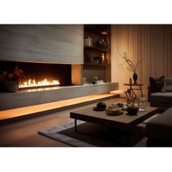 Foto de ambiente del quemador encastrable de bioetanol de Infire SLIM Black Burner 1200