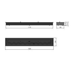 Medidas del quemador encastrable de bioetanol de Infire SLIM Black Burner 1200