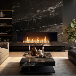 Foto de ambiente del quemador encastrable de bioetanol de Infire SLIM Black Burner 1500