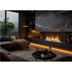 Foto de ambiente del quemador encastrable de bioetanol de Infire SLIM Black Burner 1500