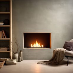 Foto de ambiente del quemador encastrable de bioetanol de Infire SLIM Black Burner 500