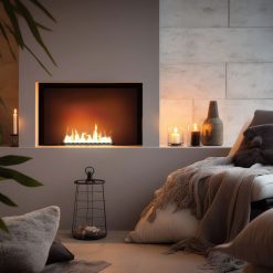 Foto de ambiente del quemador encastrable de bioetanol de Infire SLIM Black Burner 500