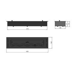 Medidas del quemador encastrable de bioetanol de Infire SLIM Black Burner 600