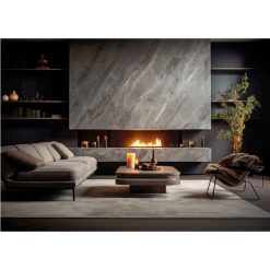 Foto de ambiente del quemador encastrable de bioetanol de Infire SLIM Black Burner 800