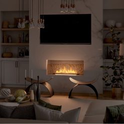 Foto de ambiente del quemador encastrable de bioetanol de Infire SLIM Black Burner 800