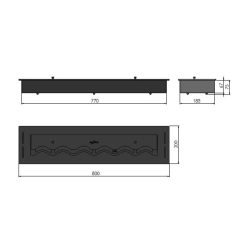 Medidas del quemador encastrable de bioetanol de Infire SLIM Black Burner 800