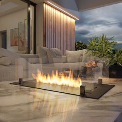 Foto de ambiente del quemador encastrable de bioetanol de Infire SLIM Insert Black 800