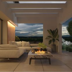 Foto de ambiente del quemador encastrable de bioetanol de Infire SLIM Insert Black 800