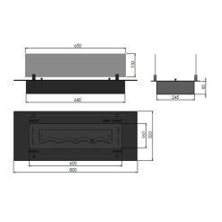 Medidas del quemador encastrable de bioetanol de Infire SLIM Insert Black 800